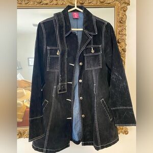 Vintage Brushed Denim Contrast Stitch Coat
